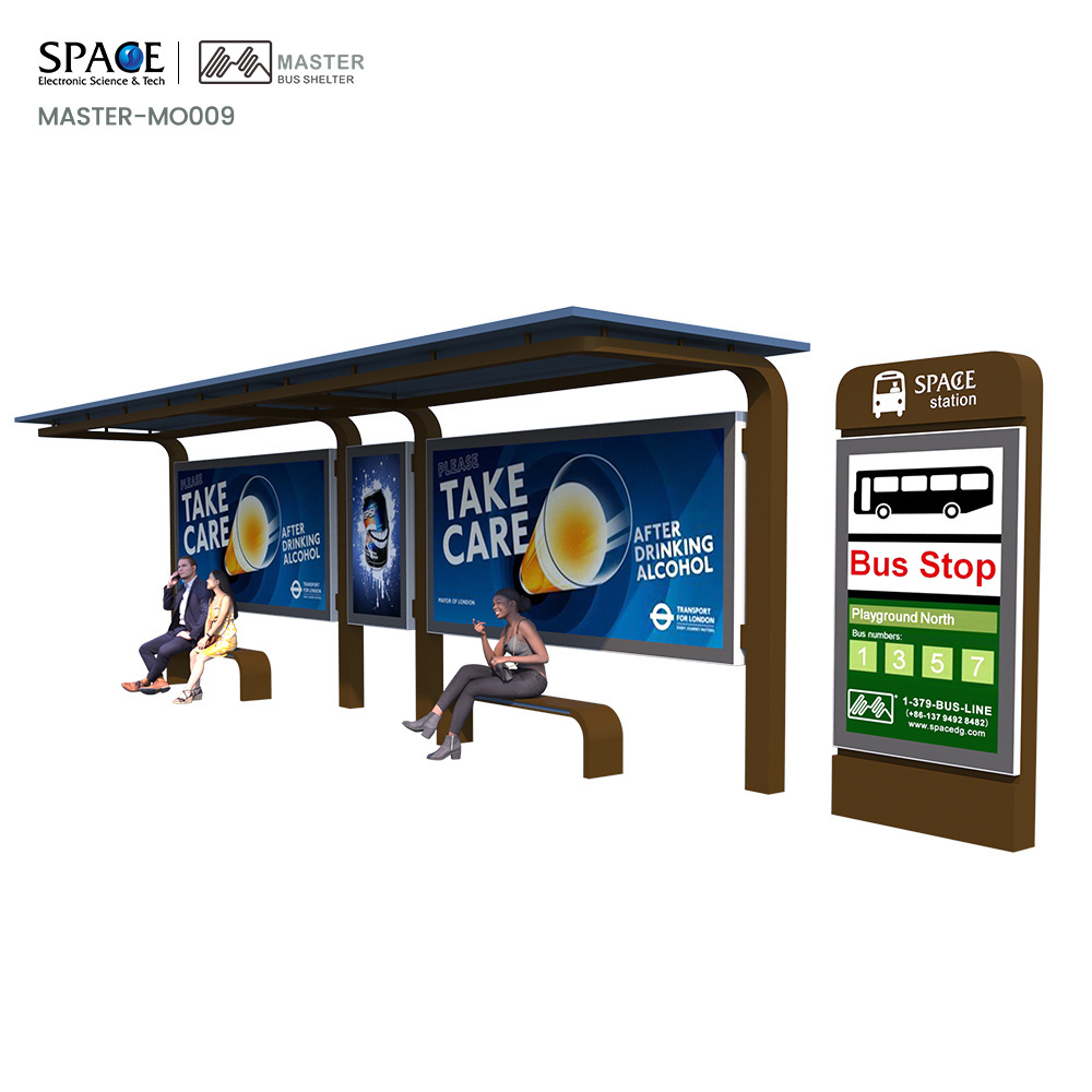 Modern Waiting Solar Stainless Steel Bus Shelter Best Price Bus Stop Station for Sale