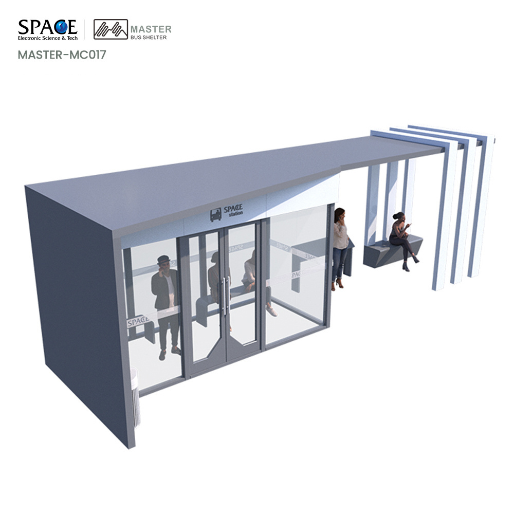 City Public Modern Stainless Steel  Customized Bus Stop Shelter With  Heaters