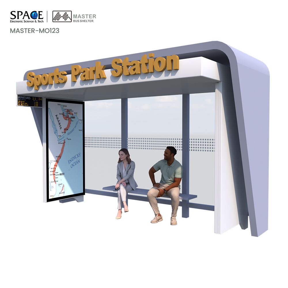 Modern Bus Side LED Display Bus Stop Seating Smart Bus Shelter