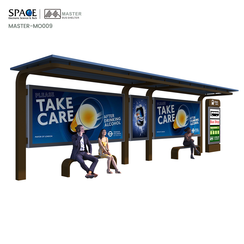 Modern Waiting Solar Stainless Steel Bus Shelter Best Price Bus Stop Station for Sale