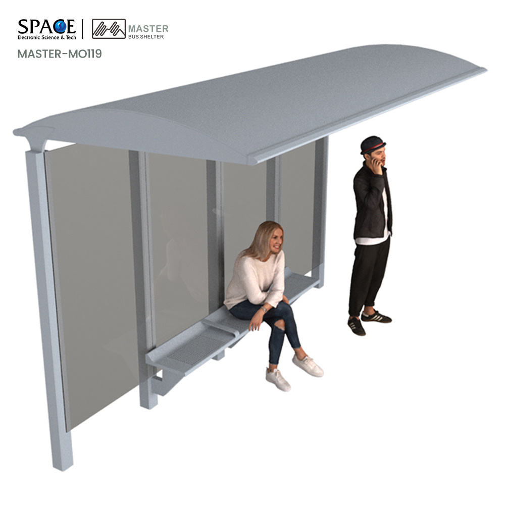 Outdoor Durable Single Sided Seated Shelter  Stainless Steel Bus Shelter