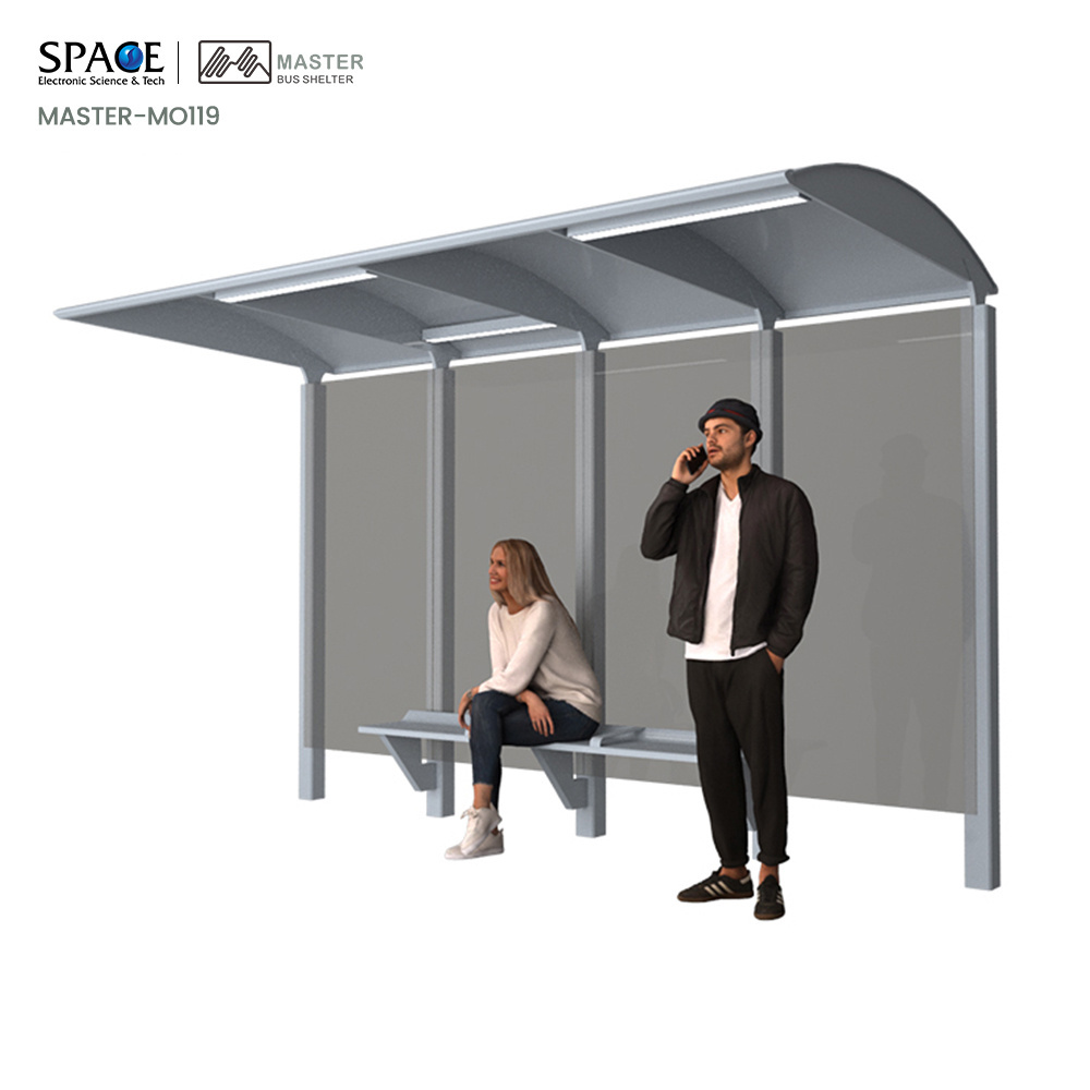 Outdoor Durable Single Sided Seated Shelter  Stainless Steel Bus Shelter