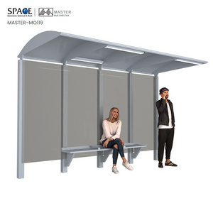 Outdoor Durable Single Sided Seated Shelter  Stainless Steel Bus Shelter