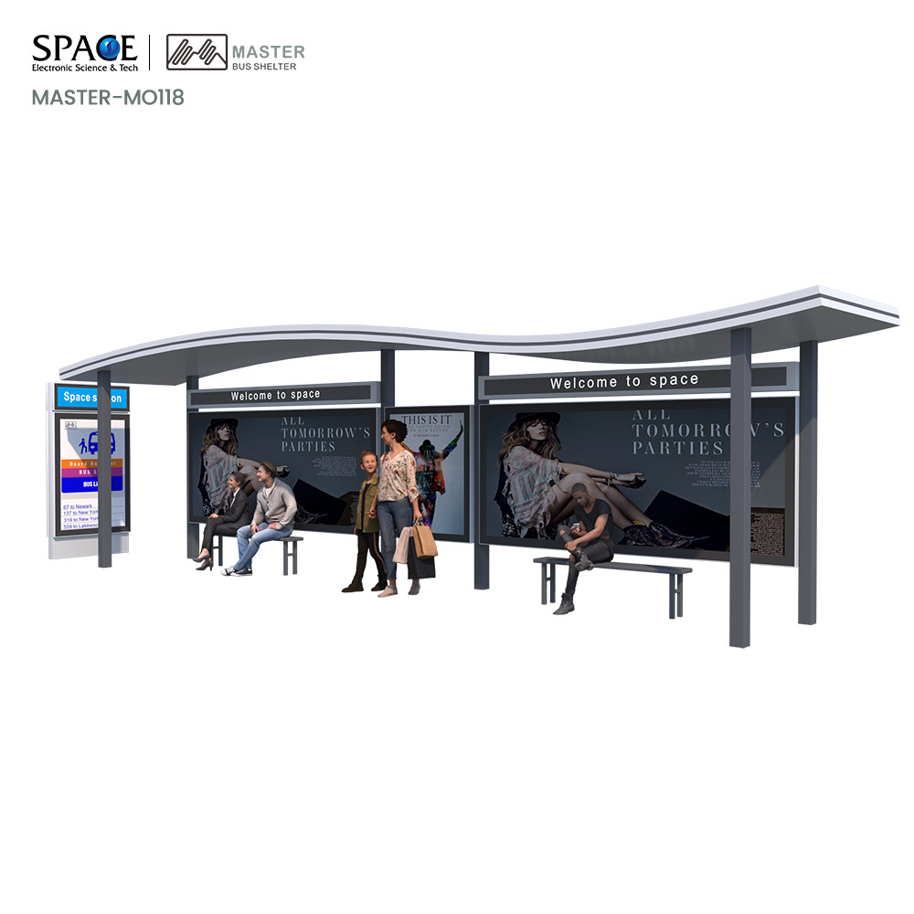 Modern Digital Bus Station LED Sign Box Design WIFI Bus Stop Shelter