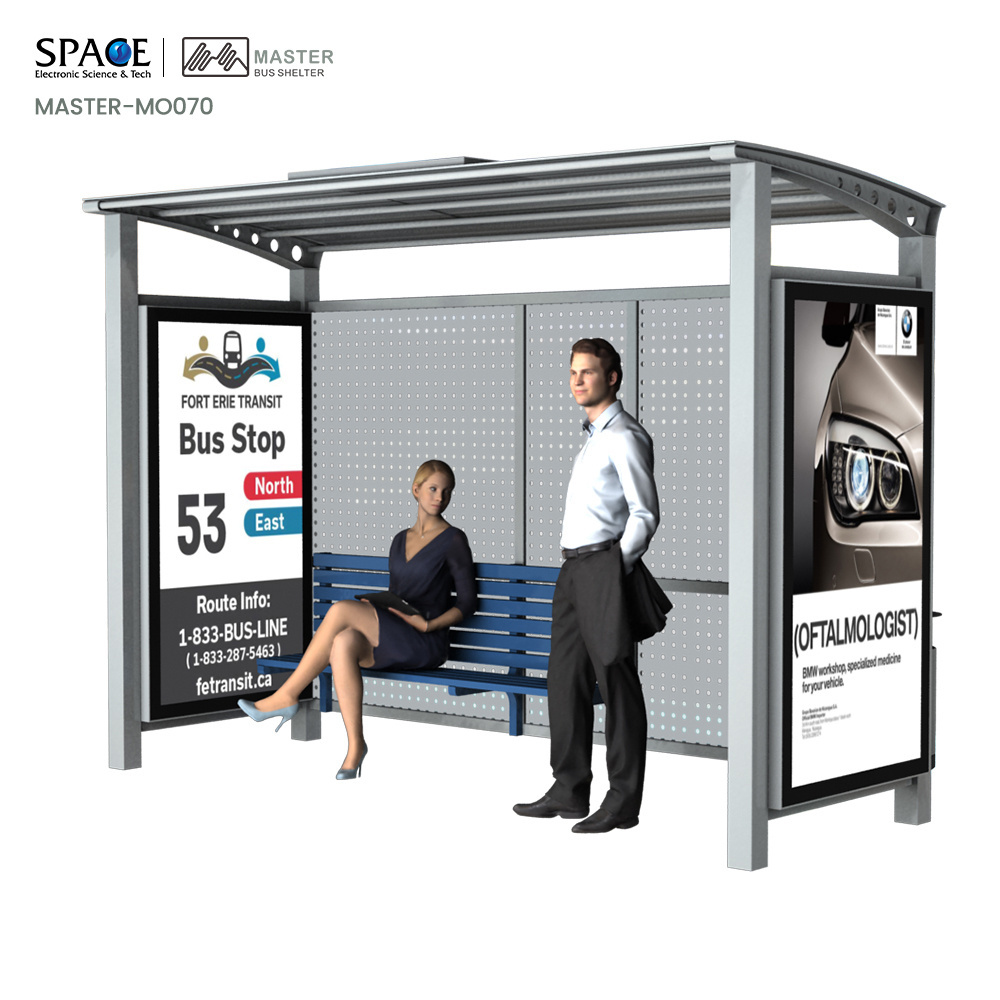 Modern Bus Stop Shelter with advertising light boxes