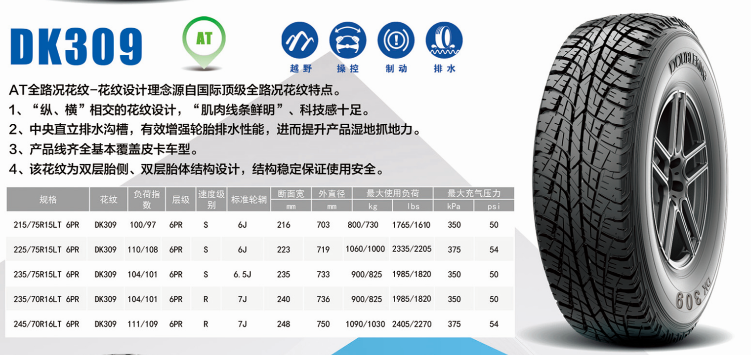 Car Tire double king 225/75R15 lt light truck tires 225/75/r15 tires for cars