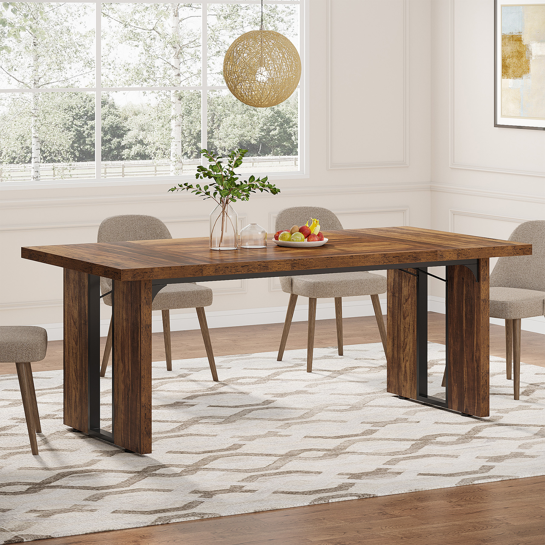 Tribesigns Rustic Farmhouse Style Rectangular Large Dining Table for 6 to 8 People