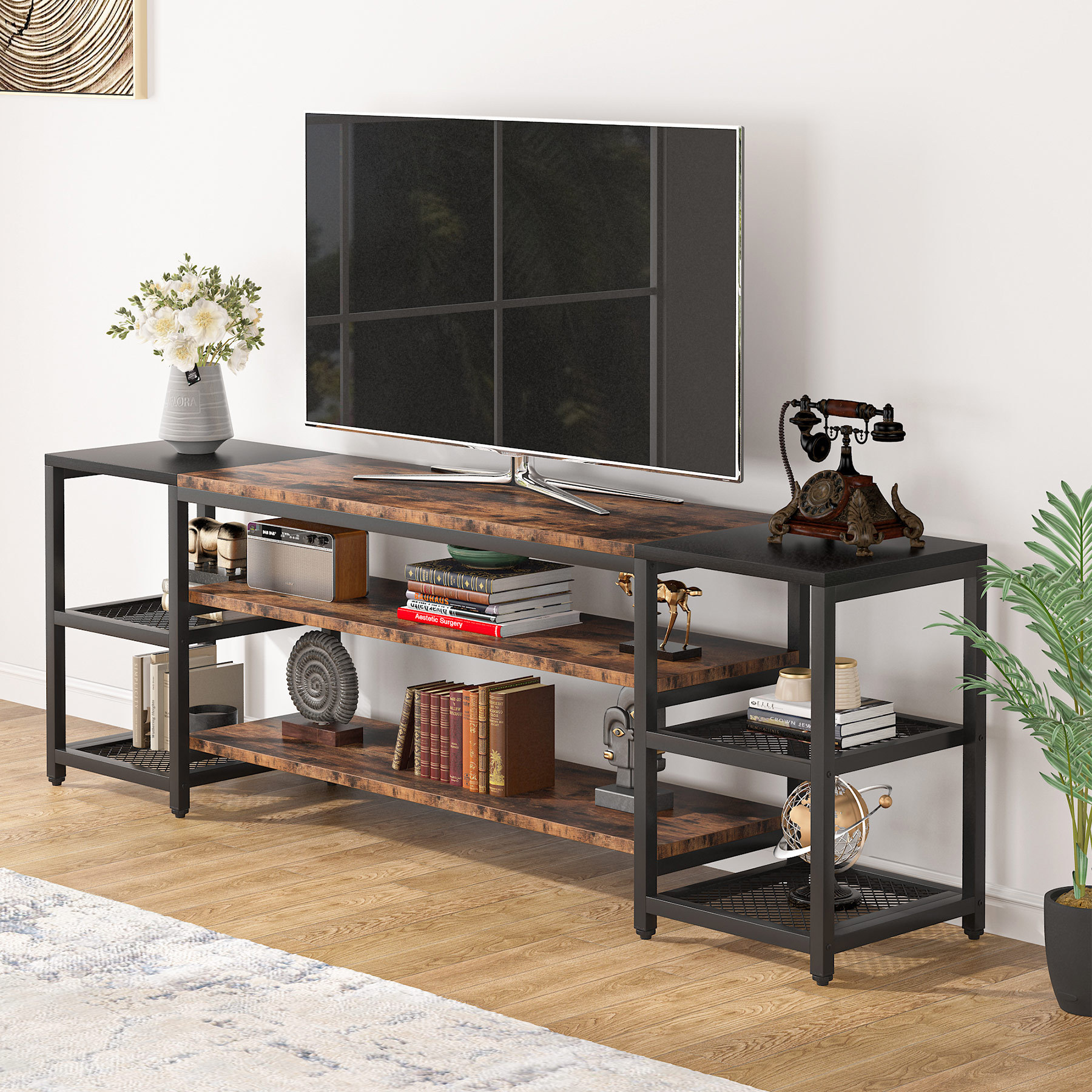 Tribesigns Wholesale Media Entertainment Center Wooden Console Table Living Room Furniture Industrial TV Stand