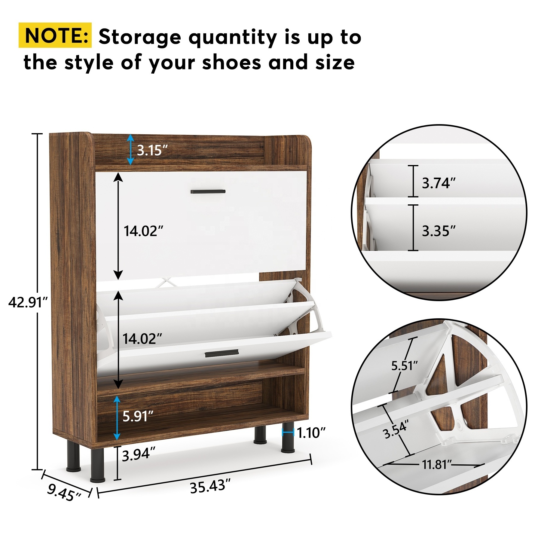 Tribesigns 2023 Solid Wood Shoe Cabinet with Doors Industrial Shoe Organizer Rack for Living room