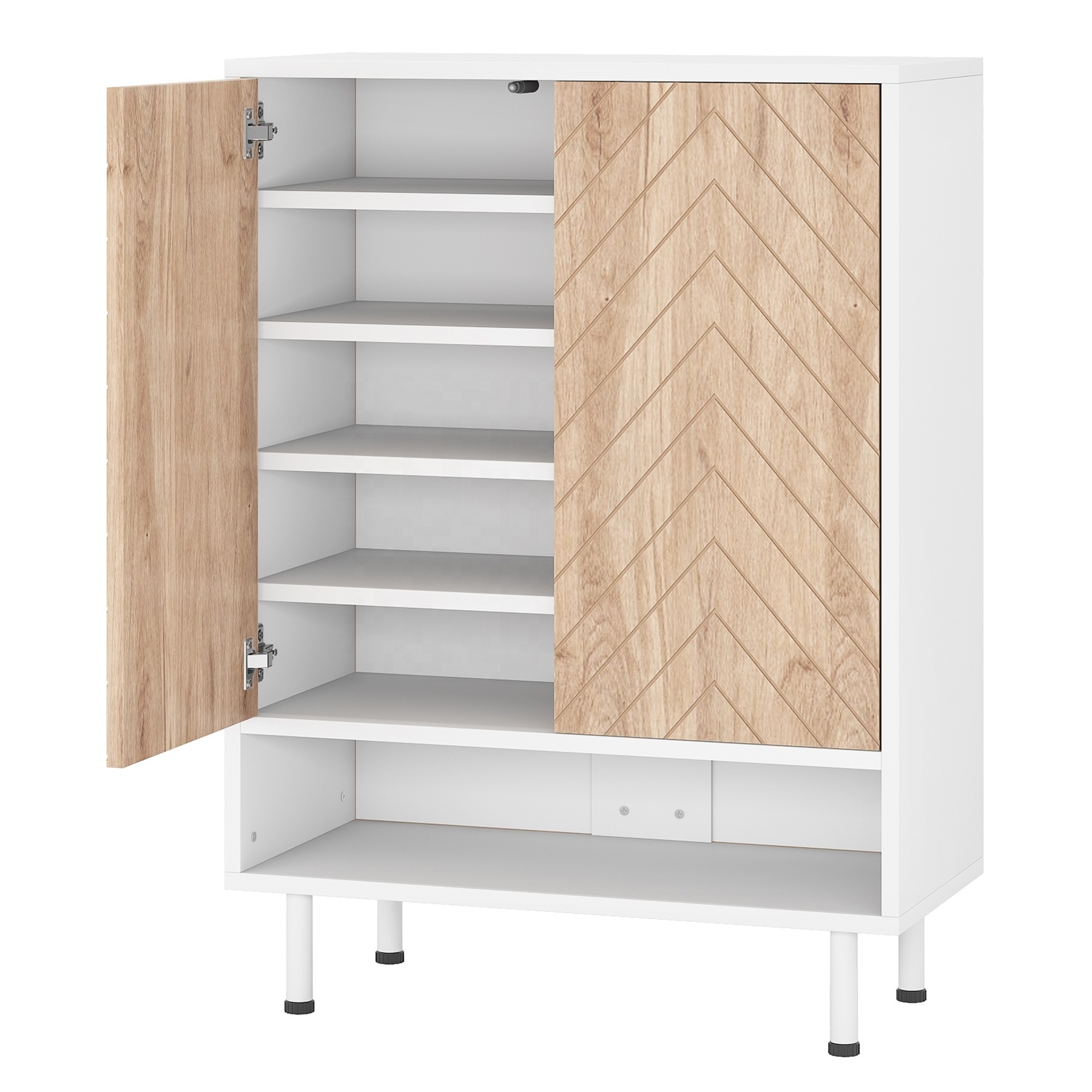 Tribesigns Wooden Shoe Cabinet with Door 6-Tier Modern White Entryway Shoe Storage Living Room Furniture