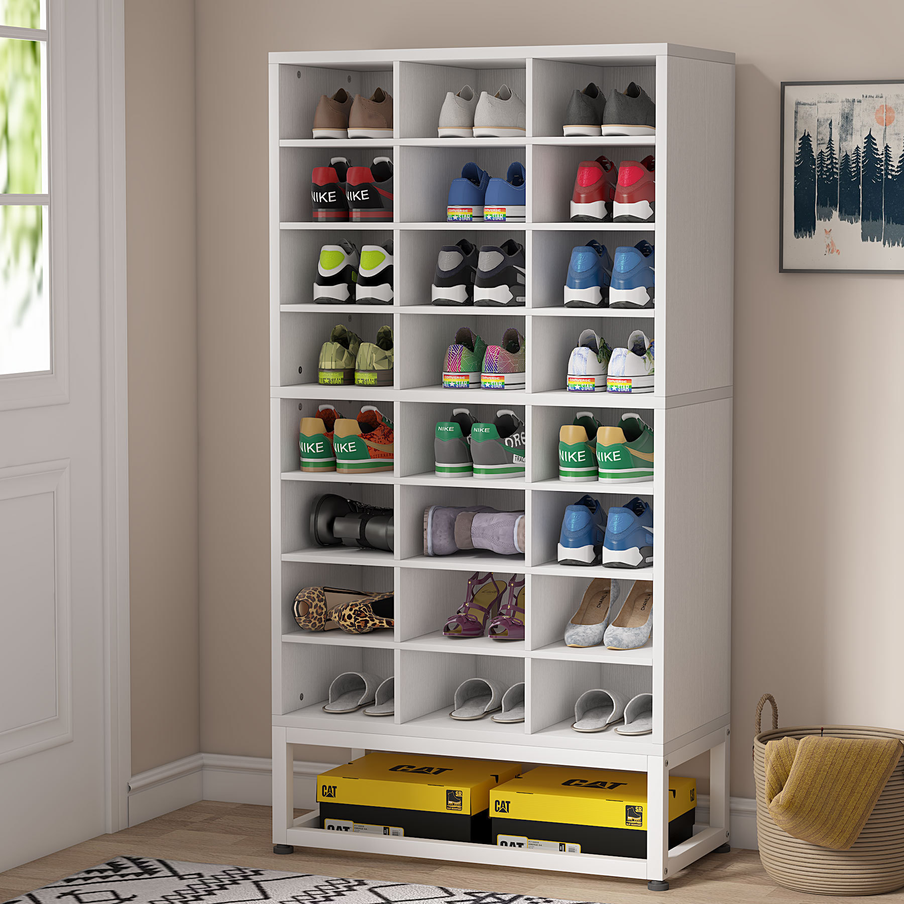 Tribesigns Wholesale Shoe Cabinet 8-Tier Shoe Rack Storage Organizer 24 Cubbies Shoes Cubby for Entryway Living Room