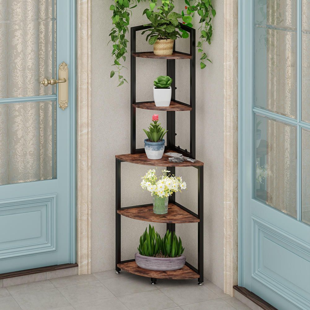 Tribesigns 5 Tier Corner Shelf Small Bookshelf  Bookcase Storage Rack Plant Stand for Living Room