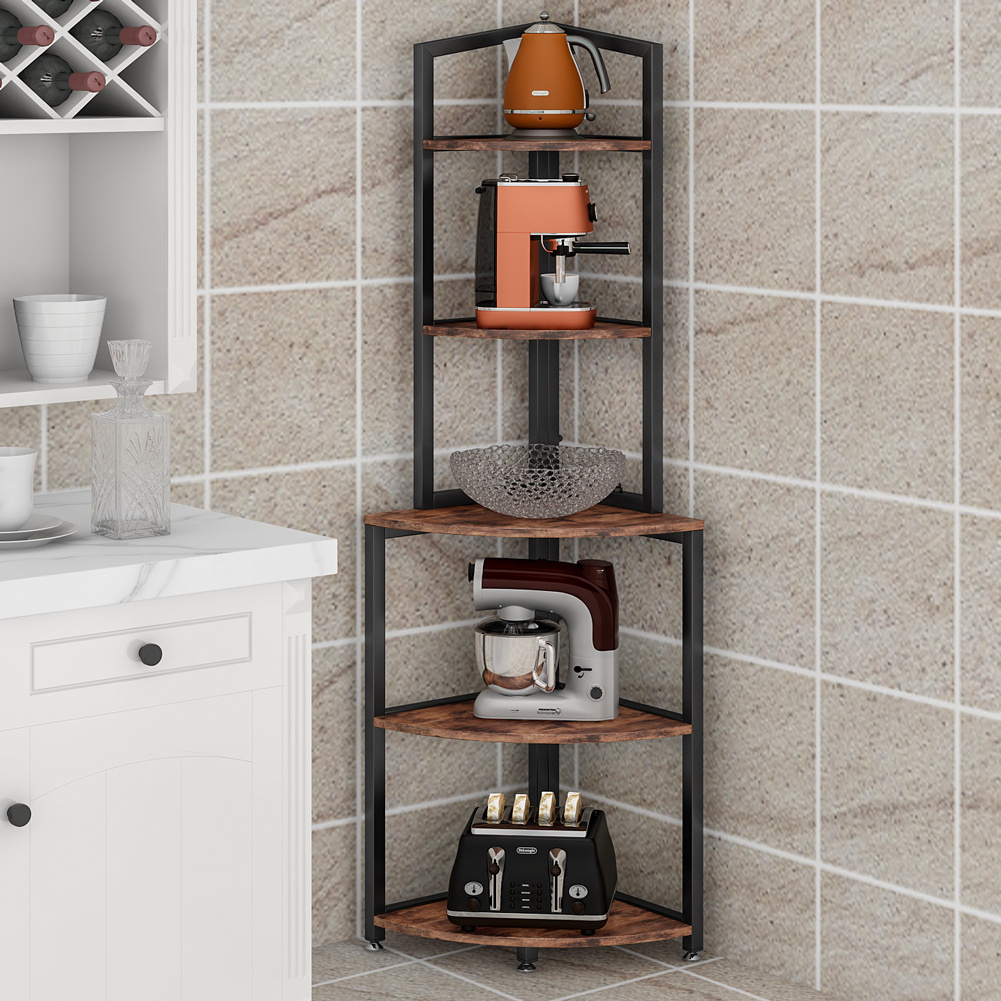 Tribesigns 5 Tier Corner Shelf Small Bookshelf  Bookcase Storage Rack Plant Stand for Living Room