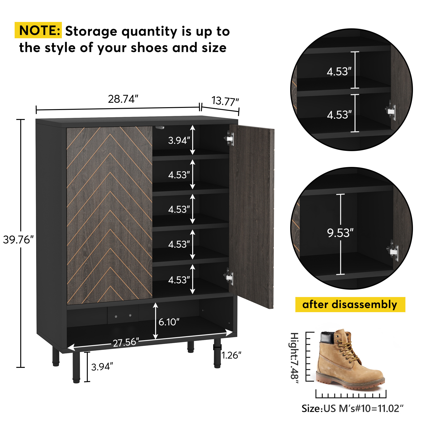 Tribesigns 6-Tier Modern Shoe Storage Cabinets with Shelves for Entryway Closet 18 Pair Wooden Shoe Rack Organizer Cabinet