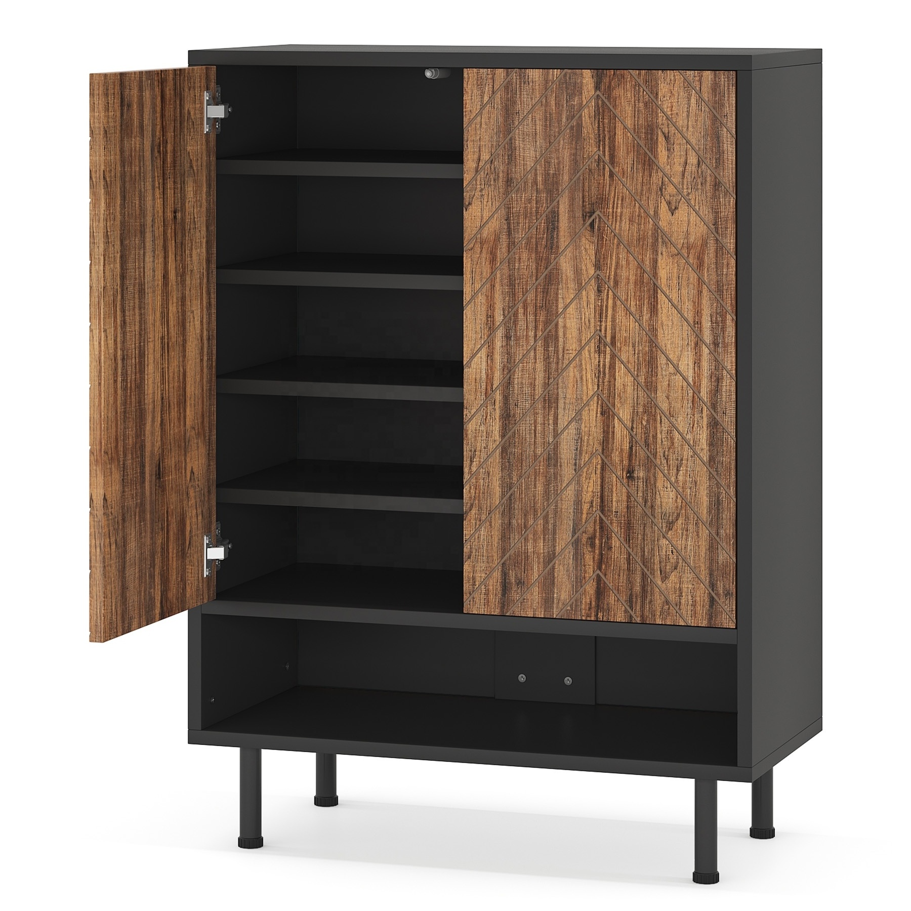 Tribesigns Hot Sales 6-Tier Shoe Rack Cabinet with Door Brown Entryway Shoe Cabinet Living Room Furniture