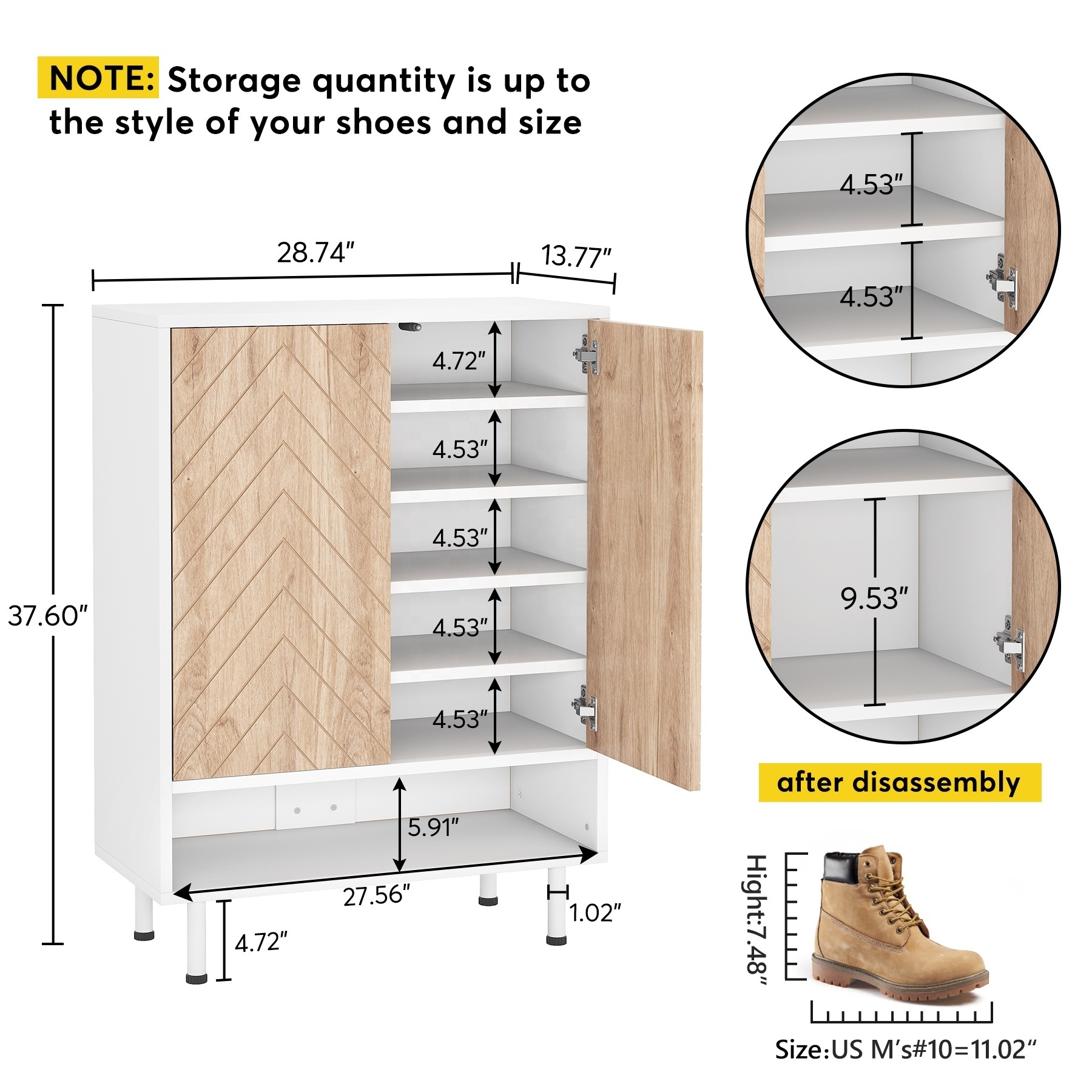 Tribesigns Hot Sales White Shoe Cabinet with Door Living Room Furniture 6-Tier Modern Entryway Shoe Rack