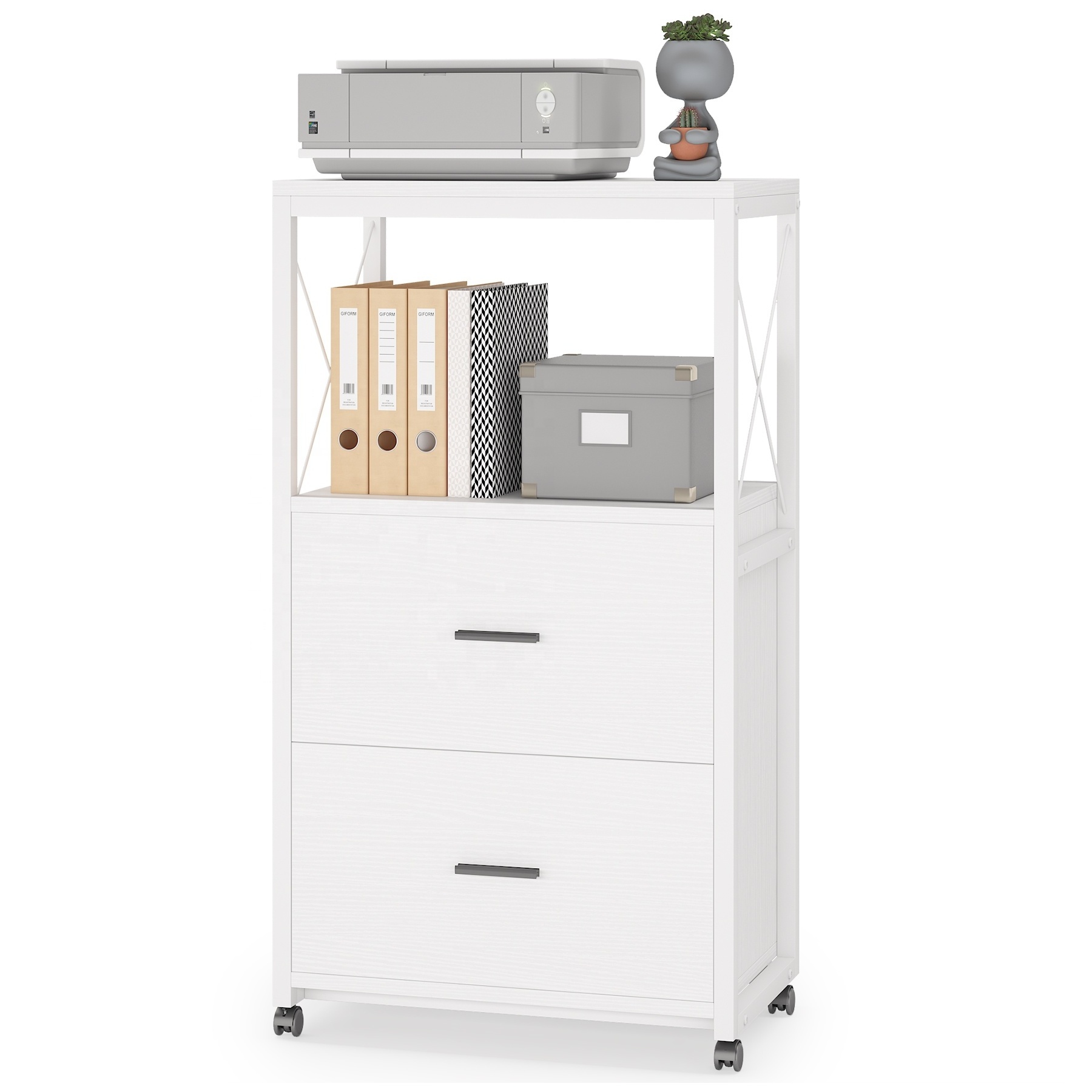 Tribesigns 2-Drawer File Cabinet Mobile Vertical Filling Cabinets Fits Legal Size Large Printer Stand on Wheels for Home Office