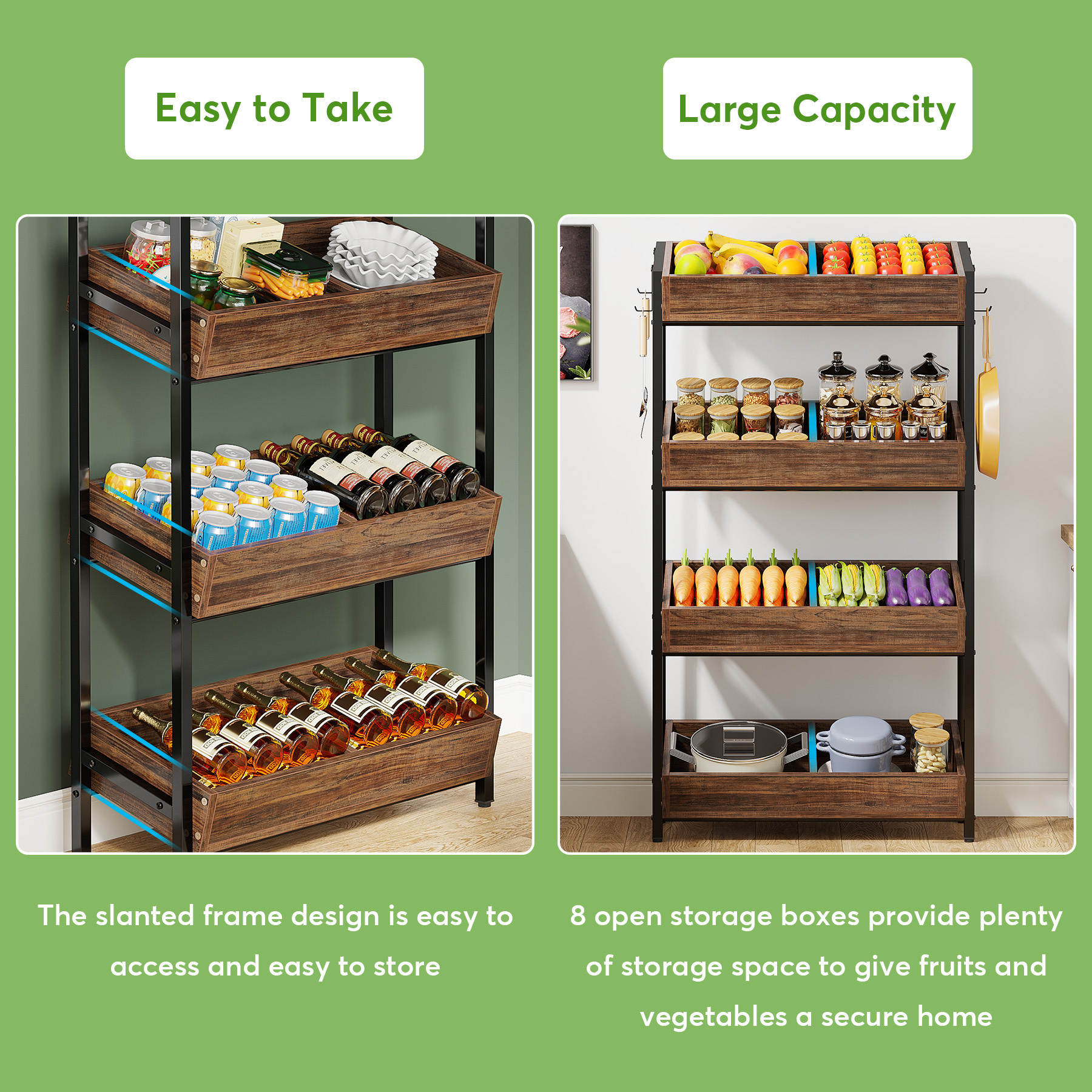 Tribesigns Wooden Multi-Functional Shelf Rack 4-Tier Furniture Unit for Kitchen Pantry Supermarket Storage Shelf