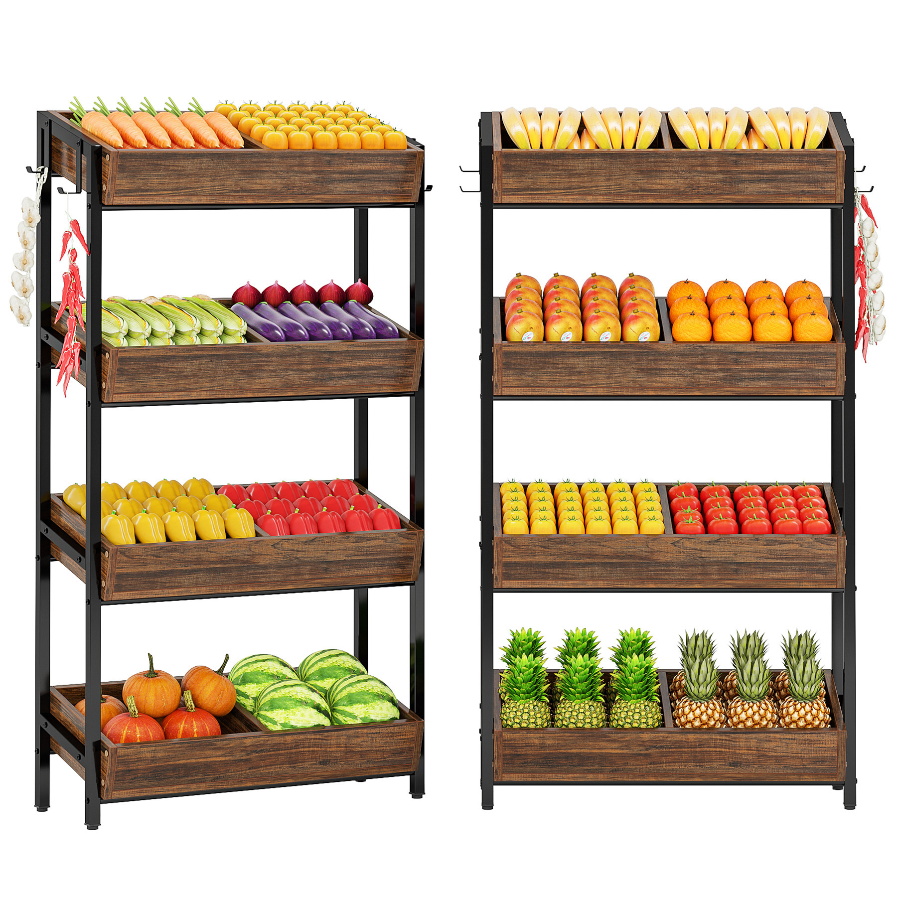 Tribesigns Wooden Multi-Functional Shelf Rack 4-Tier Furniture Unit for Kitchen Pantry Supermarket Storage Shelf