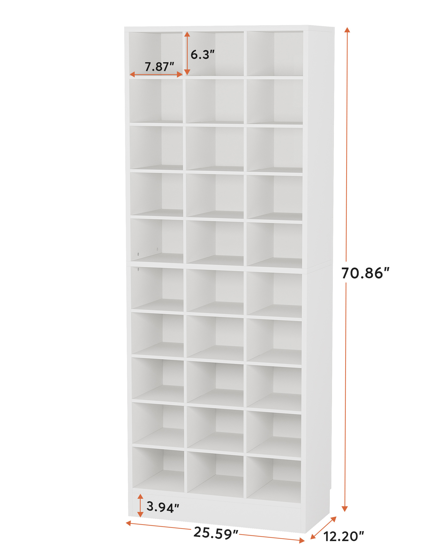 Tribesigns Freestanding Tall Entryway Shoe Organizer for Closet White Wooden Shoe Rack with 30 Cubbies Shoe Cabinet