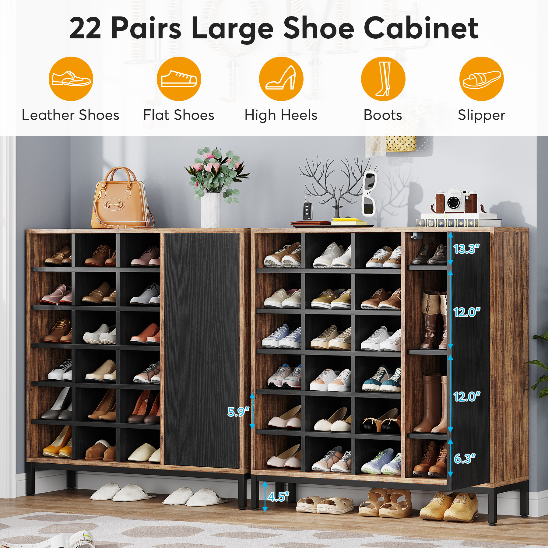 Tribesigns Shoe Cabinet with Doors, Wholesale Wooden Shelf Shoe Rack Organizer Shelves