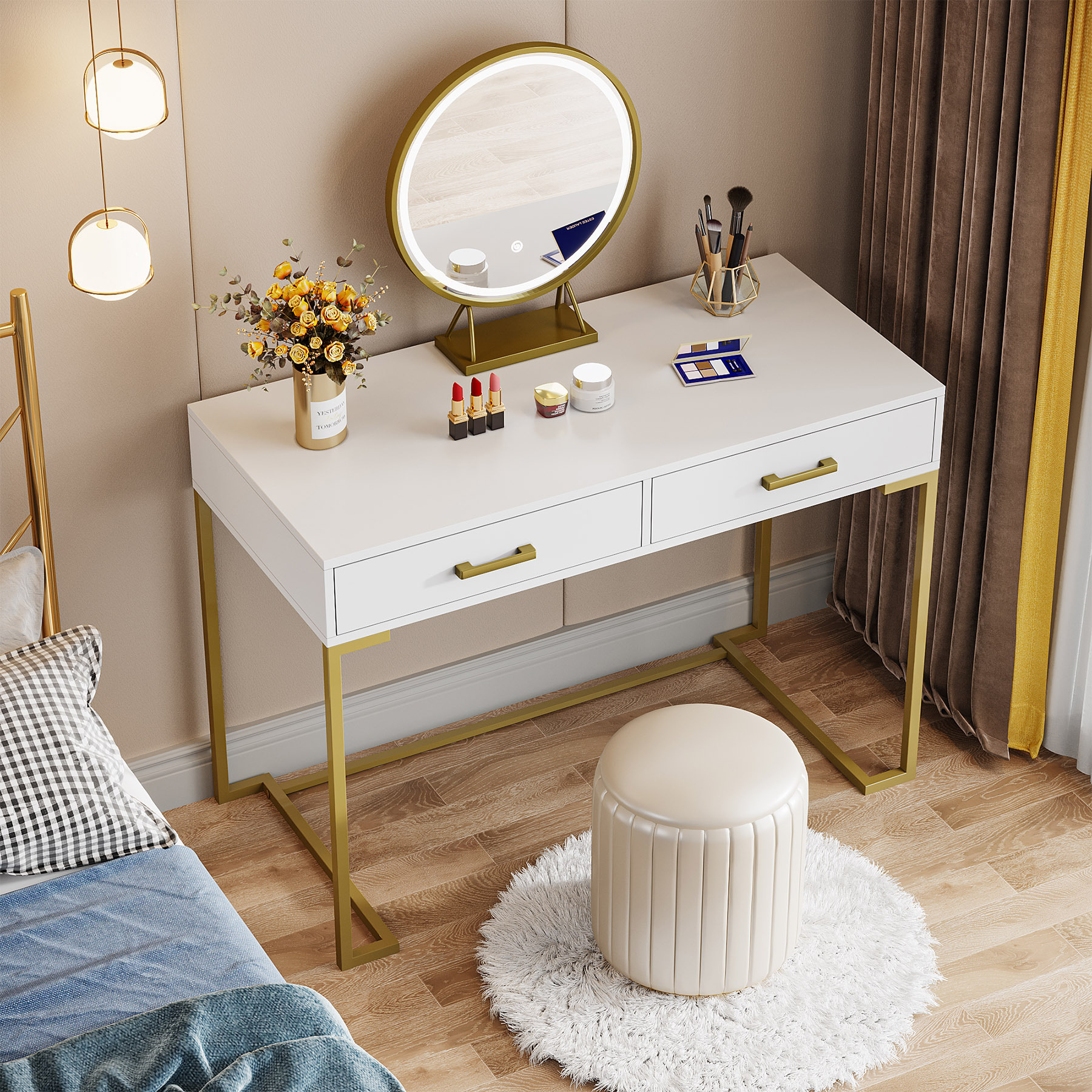 High Quality Nordic Modern Luxury Dressing Table For Bedroom Vanity Makeup