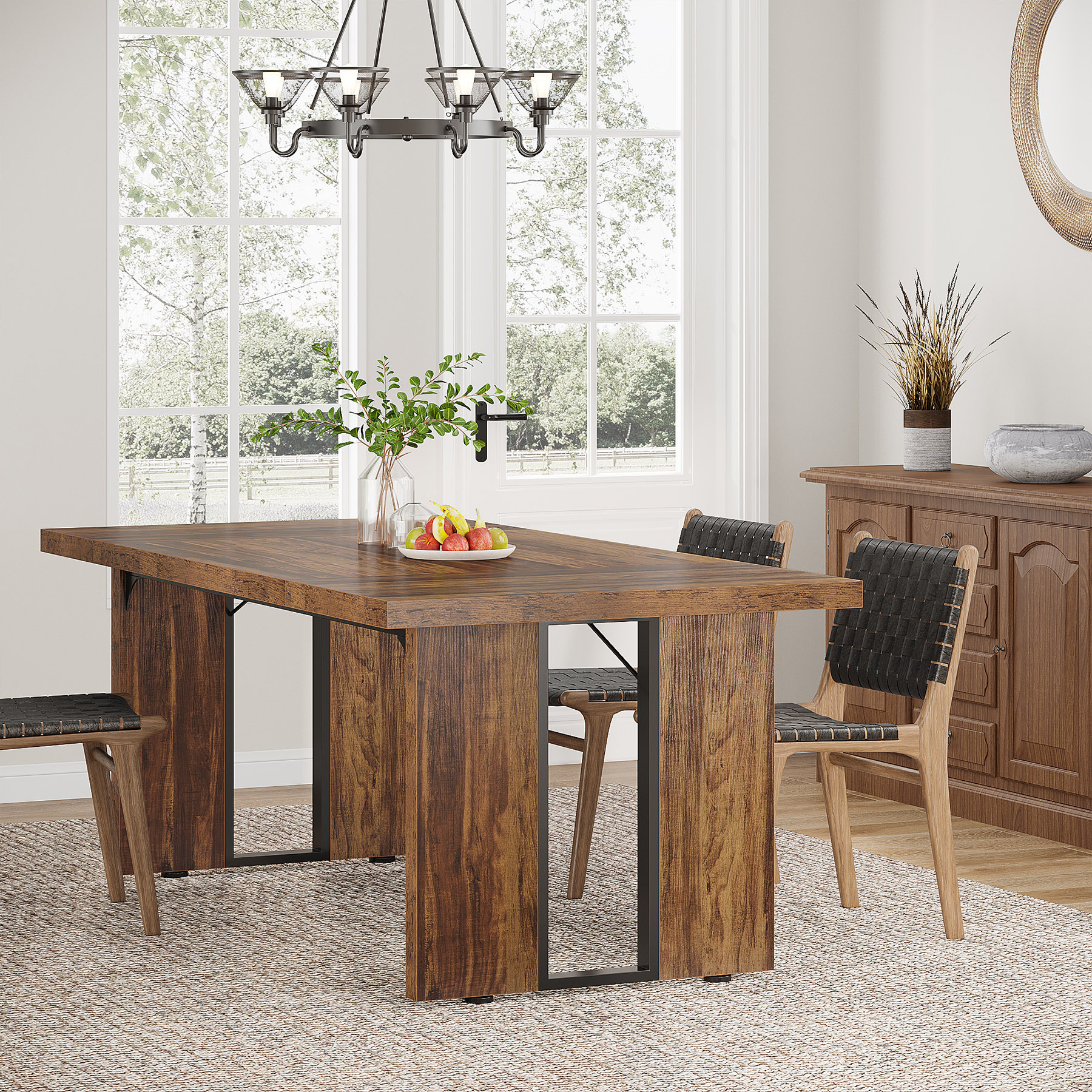 Tribesigns Rustic Farmhouse Style Rectangular Large Dining Table for 6 to 8 People