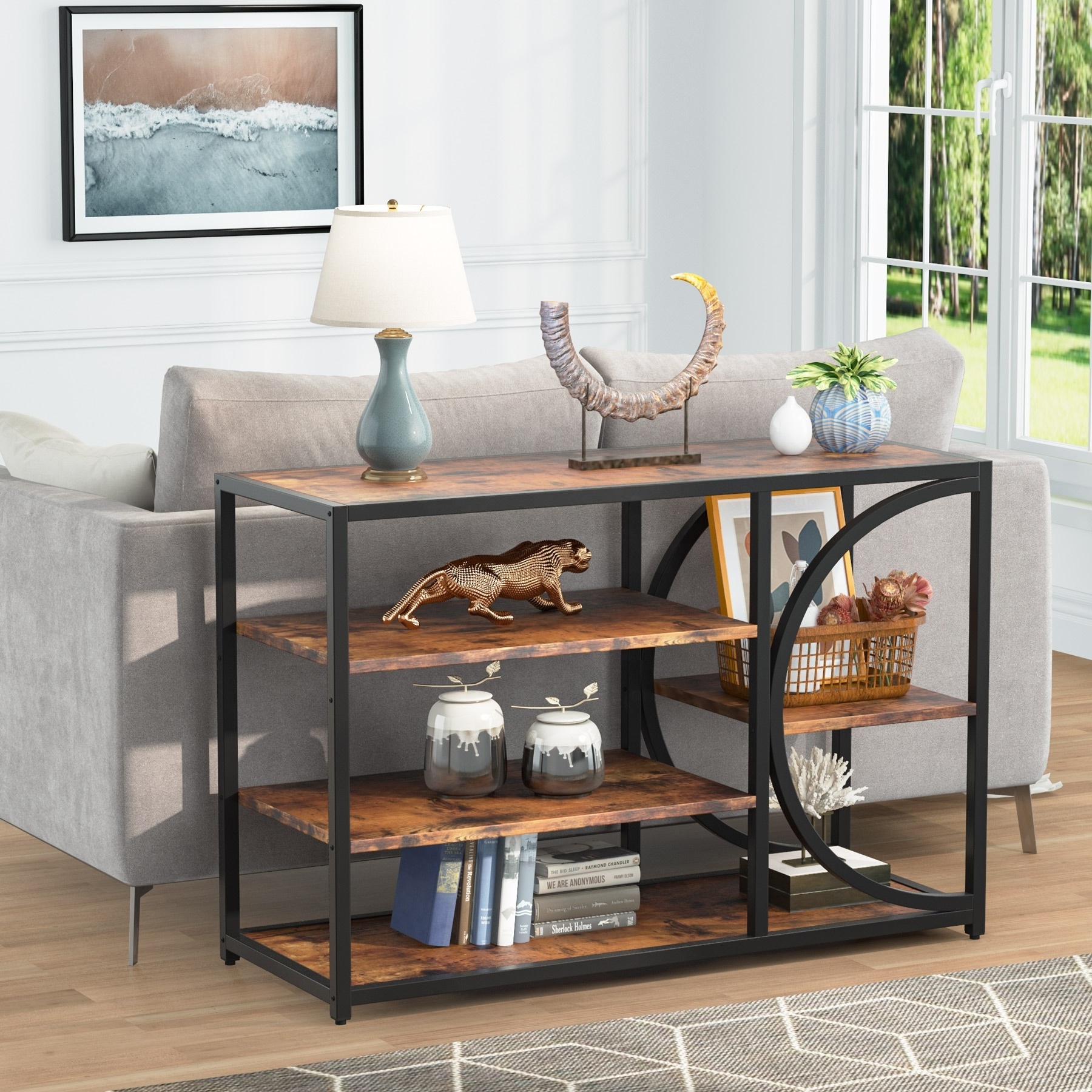 Tribesigns living room Home furniture rectangle side tables wooden top entrance table TV stand console tables