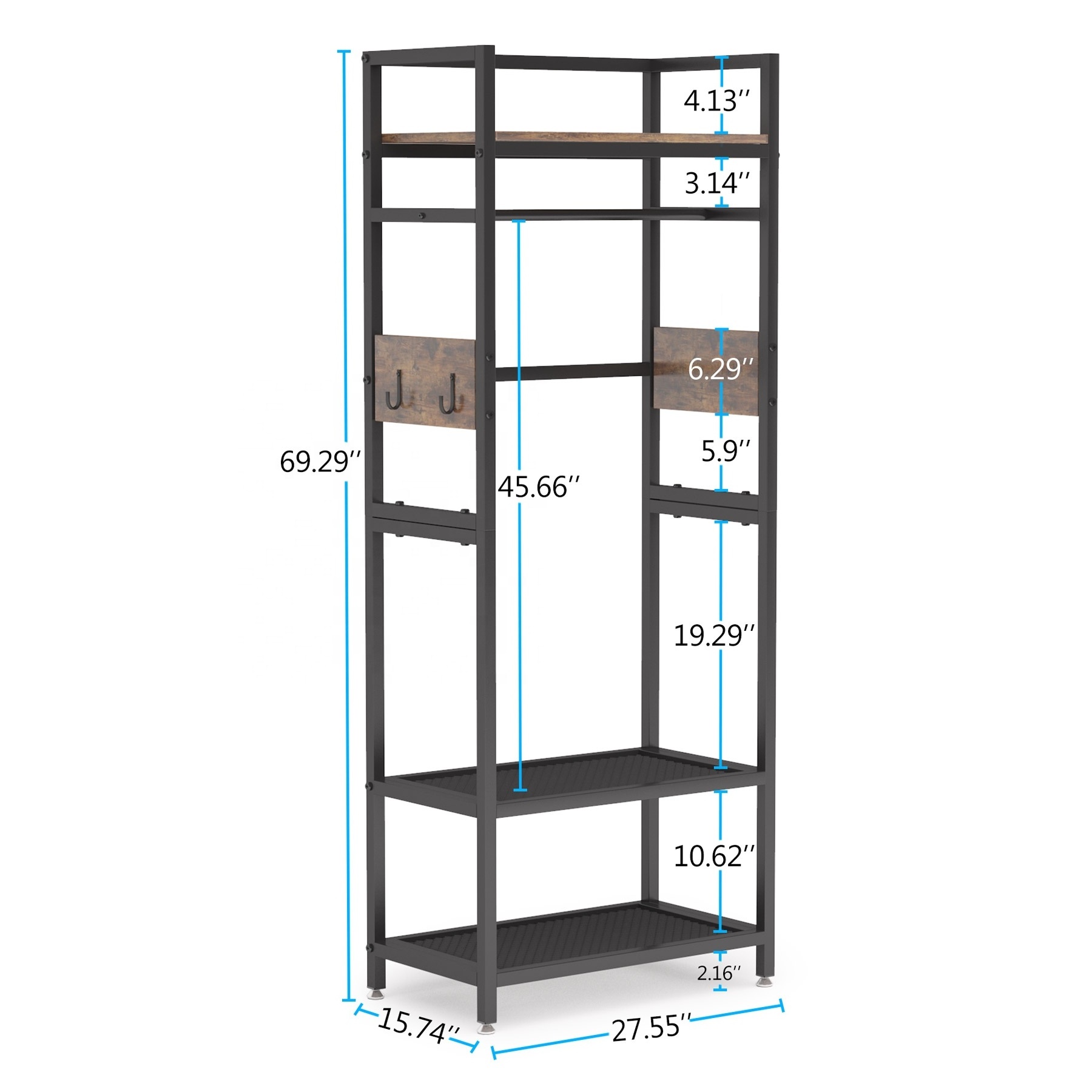 Tribesigns wooden closet organizer with heavy duty metal frame save space clothes wardrobe home furniture