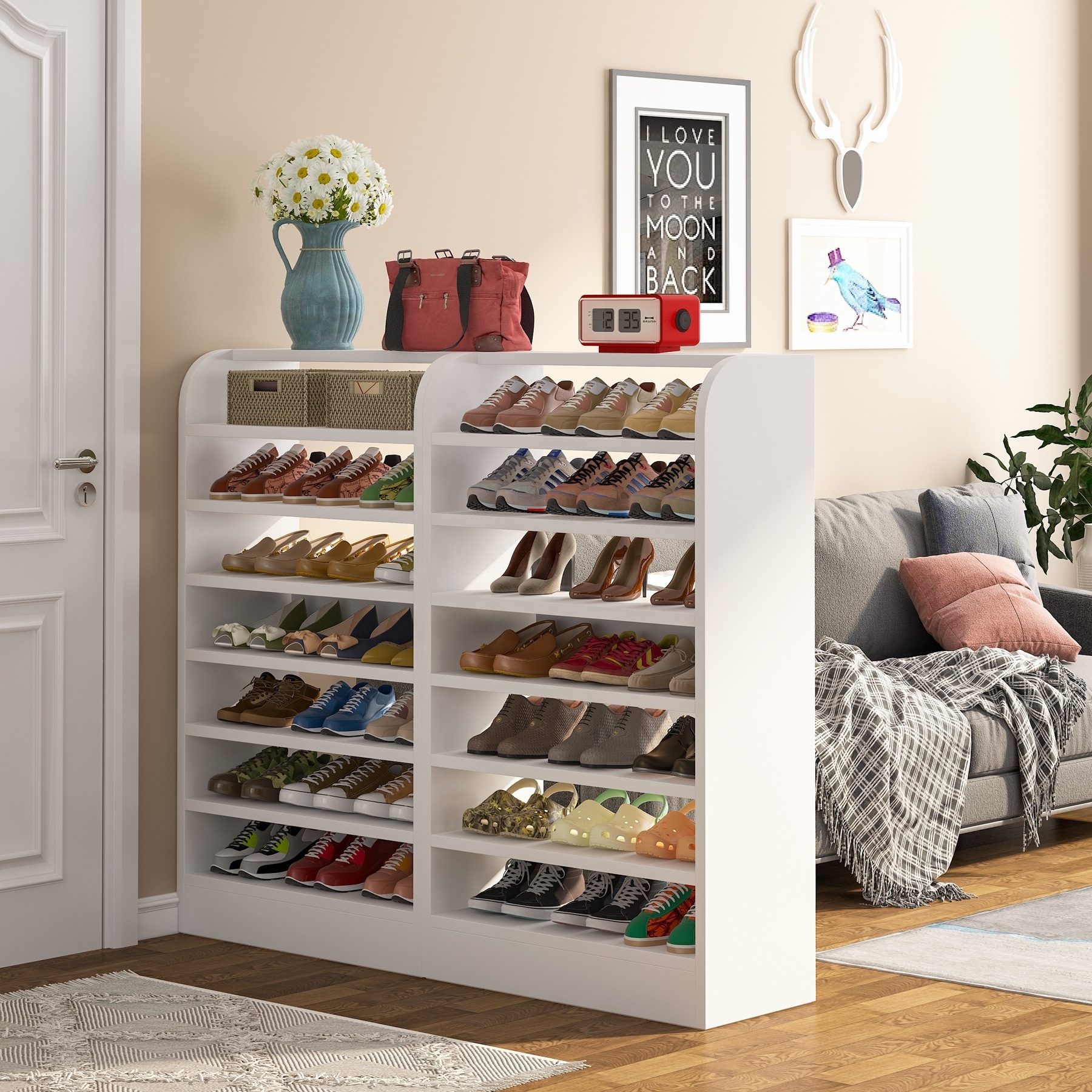 2024 New Arrival Good Price Shoes Rack Stand Storage Wood Entryway Shoe Storage Cube for Living room Space-saving