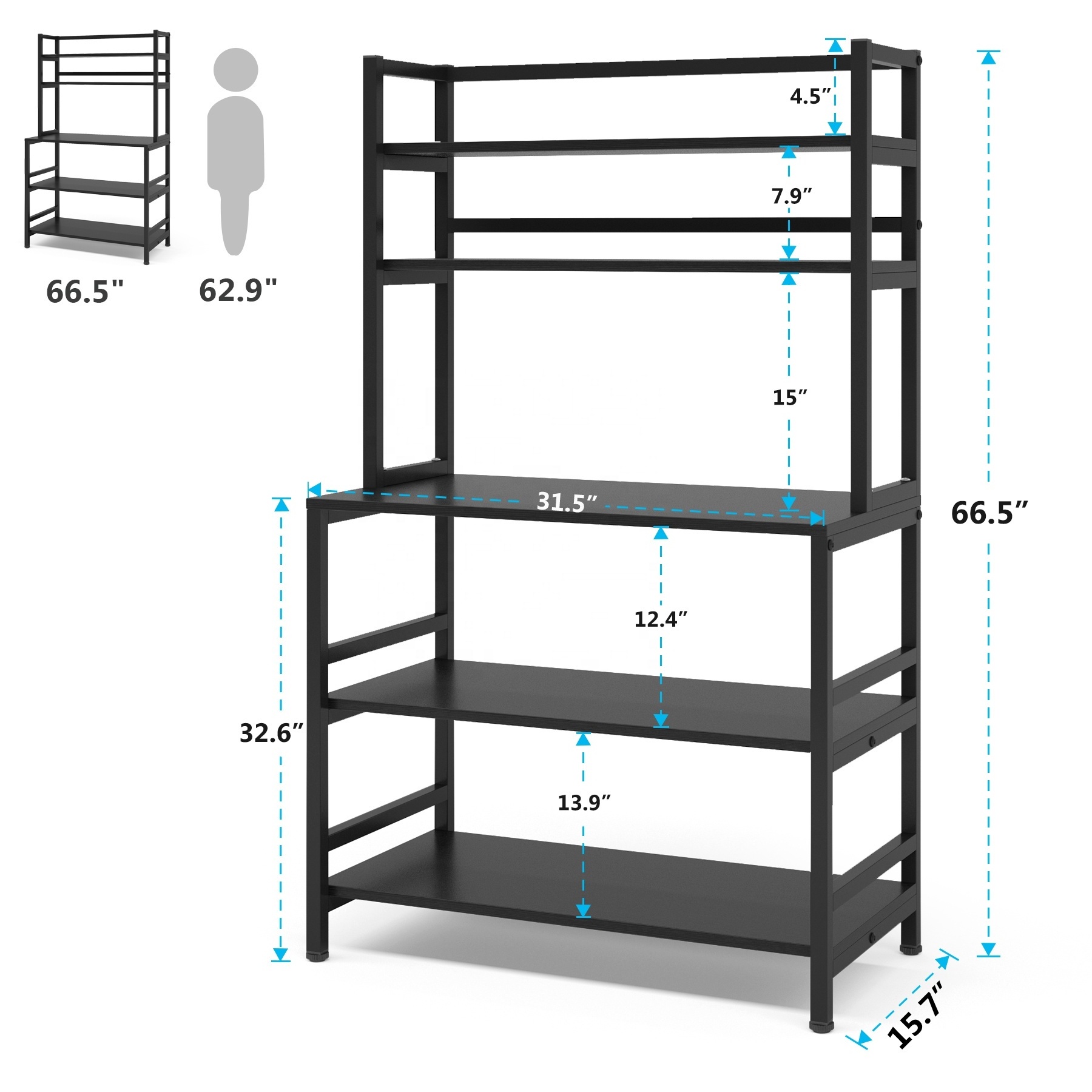 Tribesigns 5 Tier Bakers Rack with Hutch Microwave Oven Stand Home Kitchen Storage Organizers utility Cart Storage Rack