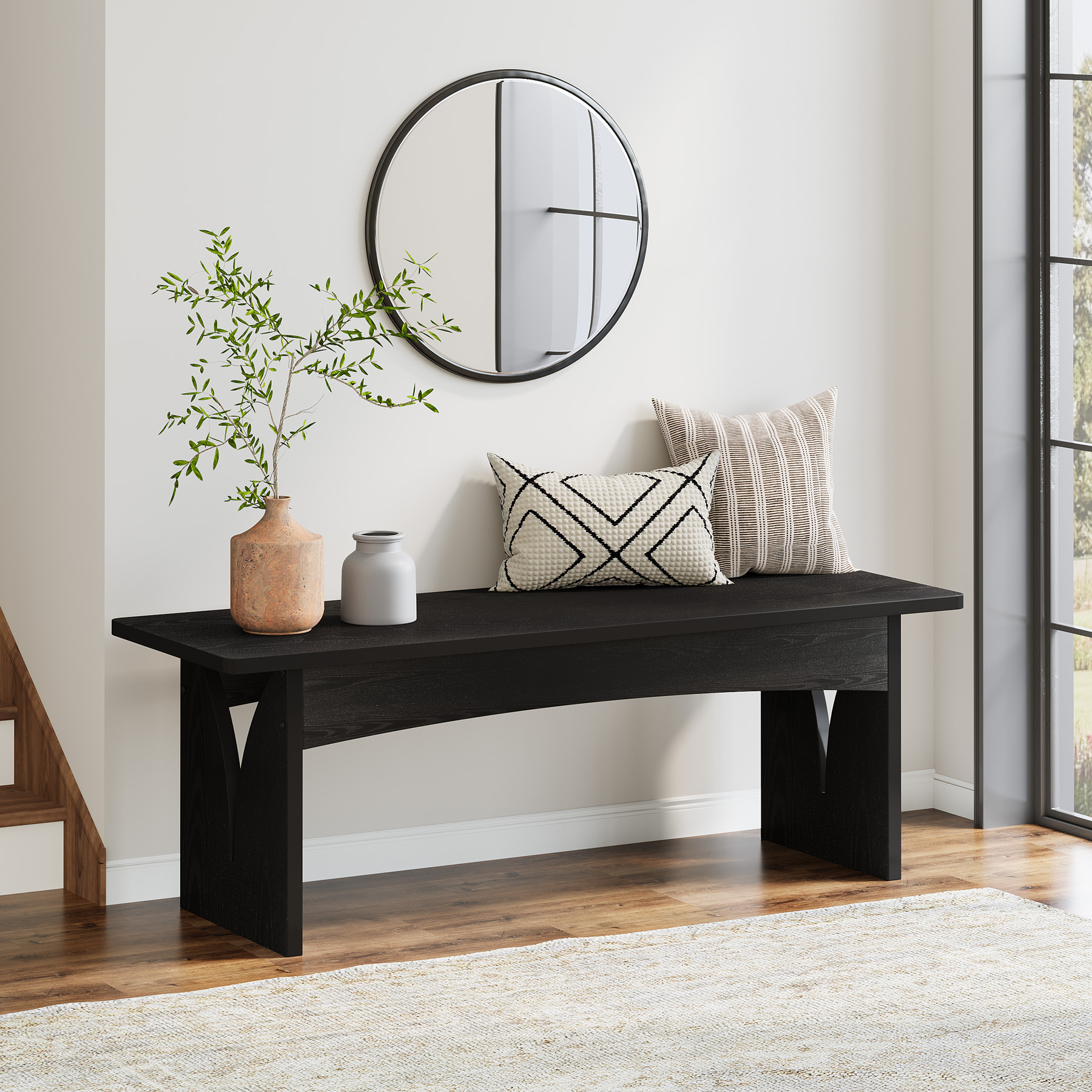 Modern Wood Entryway Bench Living Room Famrhouse Dining Bench Table for Kitchen