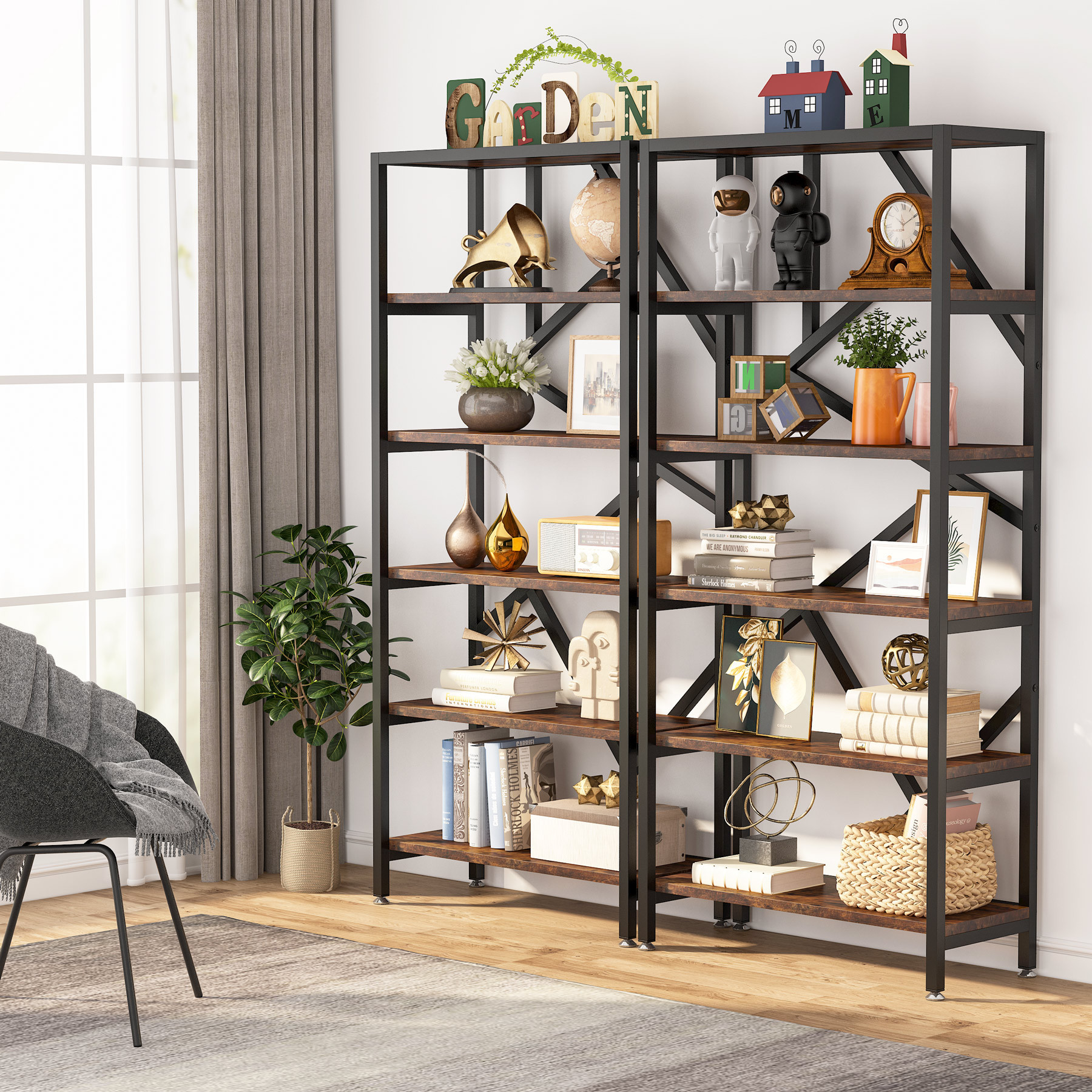 Tribesigns Open Book Storage Rack Wood Shelving Units Organizer Rack 6 Tier Tall Kids Bookshelf Display Shelf for home office