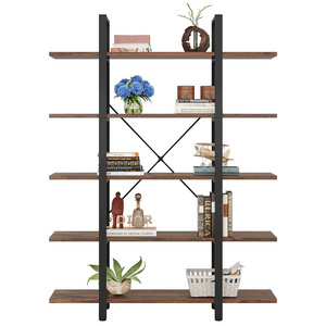 Tribesigns 5 Tier Tall Wide Adjustable Vintage Display Storage Shelves Units Bookshelf for Living Room Office Study Room