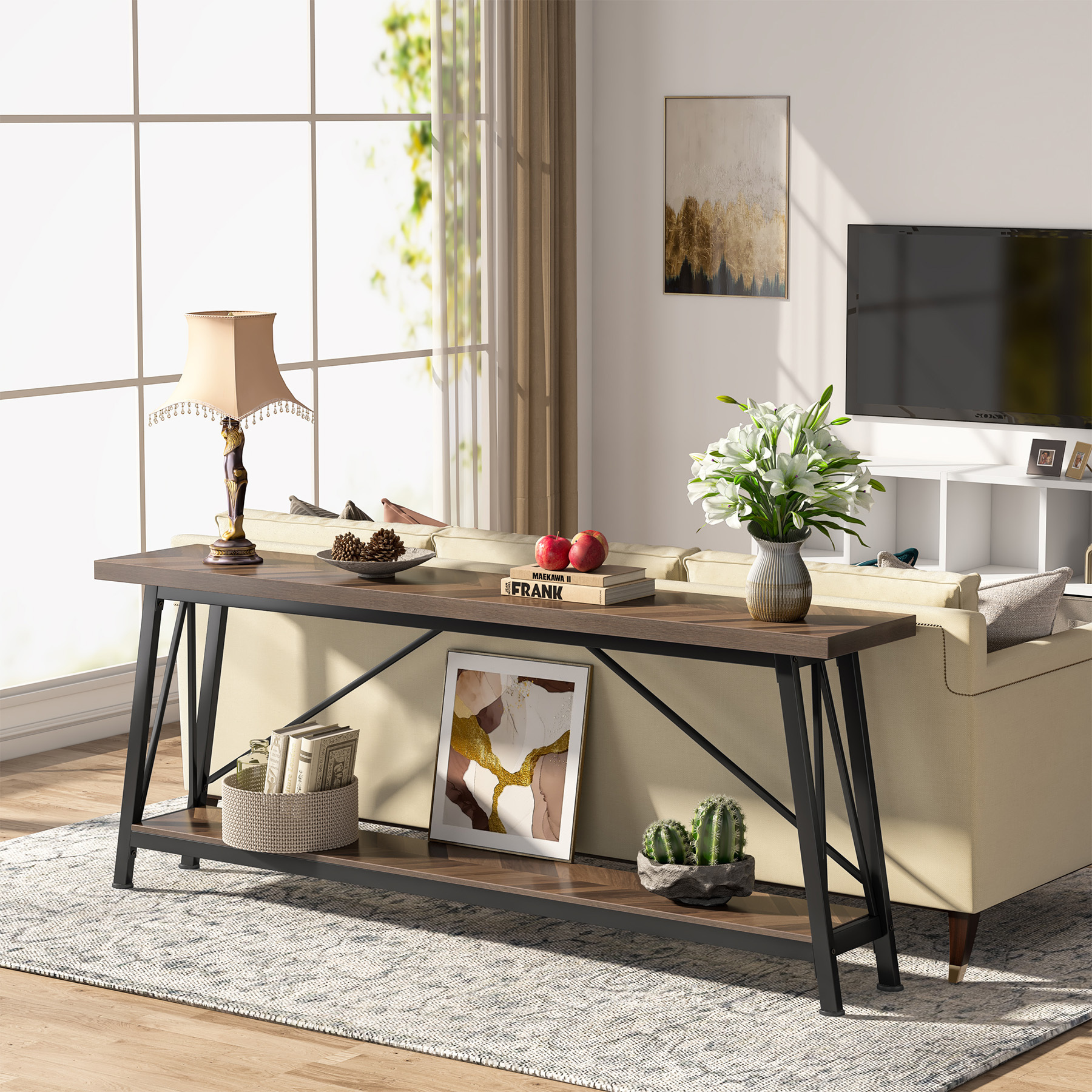 Tribesigns 70.9 Inches Extra Long Sofa Table Behind Couch, Modern TV Stand Entry Console Table