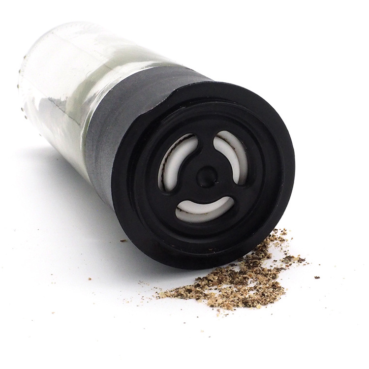 Wholesale round 100ml salt pepper grinder bottles, ceramic 100ml glass spice jar with grinder