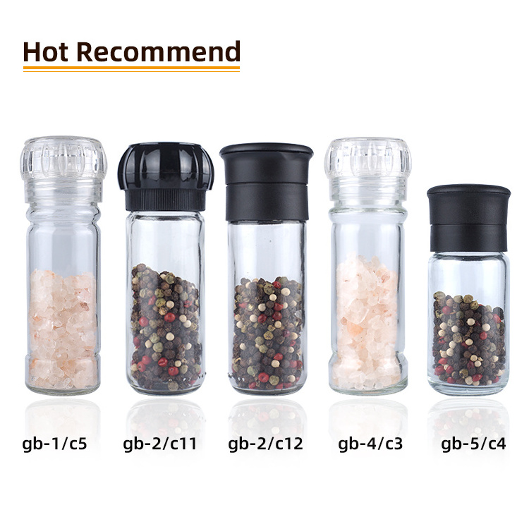 High Quality on Demand Pet Salt & Pepper Grinder 100g Spice and Nut Grinder Glass Jar, Disposable MILLS Manual Pepper Mill Party