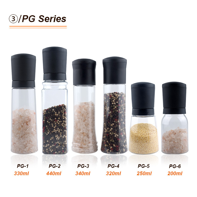 Made in china wholesale on demand glass sea salt grinder, Odm mini glass salt and pepper mill ceramic core