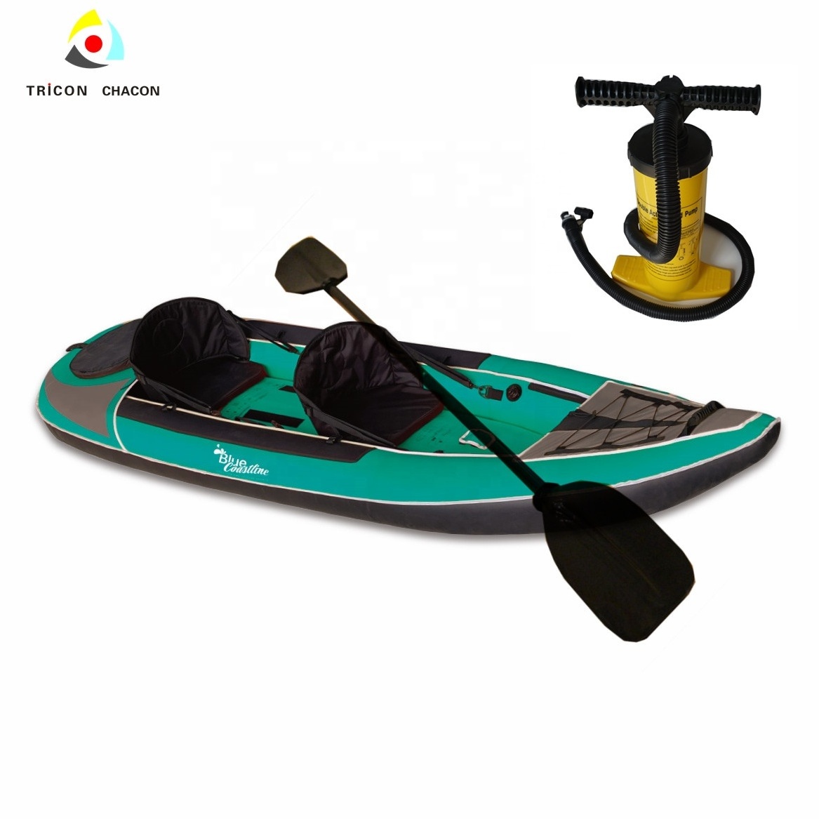 2 person Pedal kayak foldable canoe boat whitewater sea inflatable kayak with accessories, durable nylon hull, good bladder