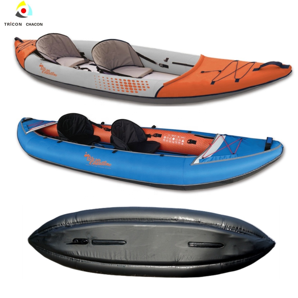 2 person Pedal kayak foldable canoe boat whitewater sea inflatable kayak with accessories, durable nylon hull, good bladder