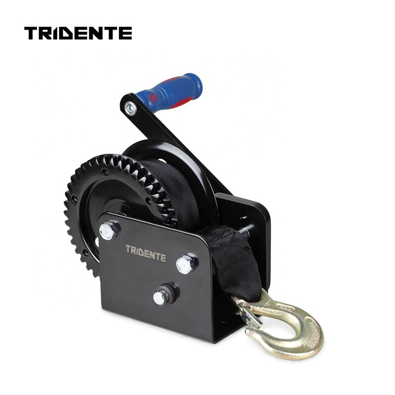 1600lb Trailer Winch with 4.1:1 Gear Ratio for Faster Loading - Pre-Installed Strap and Hook