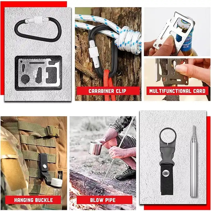 Outdoor Multi-Tool Survival Kit 17 in 1 Camping Accessories Survival Gear