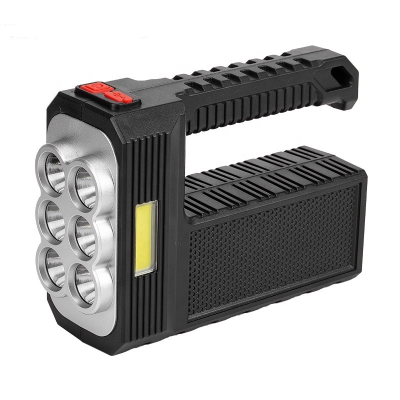 Outdoor Camping Multifunctional Super Bright Flashlight Solar Rechargeable Portable LED Tactical Flashlight