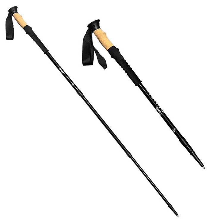 Customizable Telescopic Hiking Poles Aluminum Alloy Inner Lock Ultra Light Hiking Sticks with Straight Cork Handle