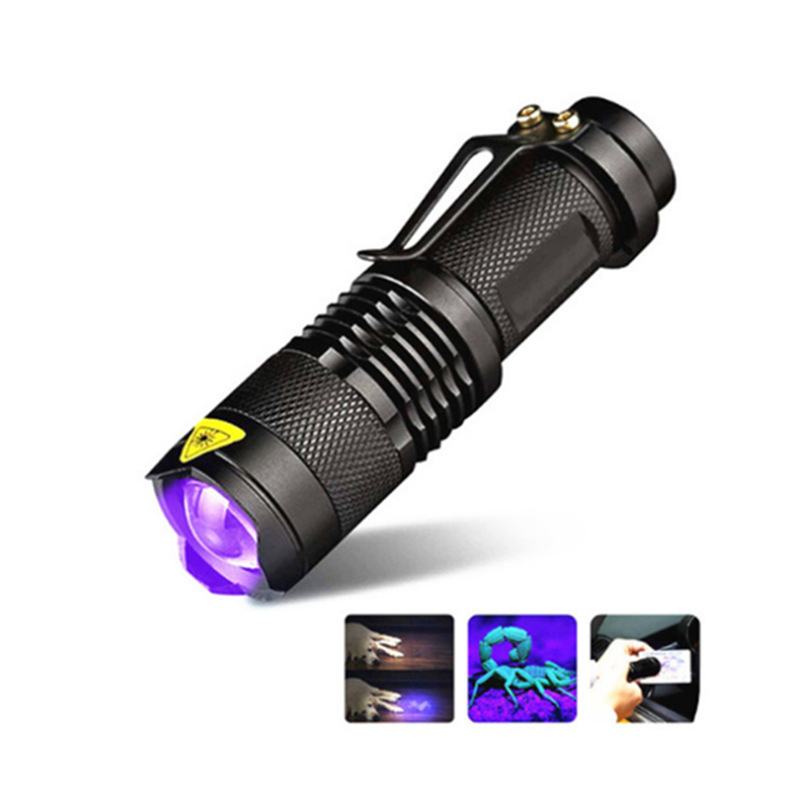 Mini Zoom UV Led Purple Light Flashlight Ultraviolet Torch Flashlight for Fluorescent Agent Detection