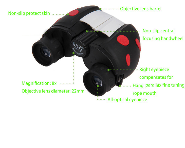 Outdoor Camping High Definition High Power Night Vision Ladybird 8X22 Children's Binoculars for Concert Birthday Gift