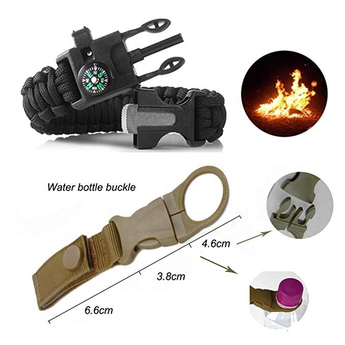 14 in 1 Emergency Survival Kit Outdoor Camping Ultimate EDC Survival Gear Tool with Fire Starter, Whistle, Flashlight