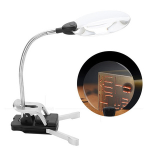 New Arrival Reading Desktop LED Magnifying Glass with LED 2X Magnifying Desktop magnifier with clip