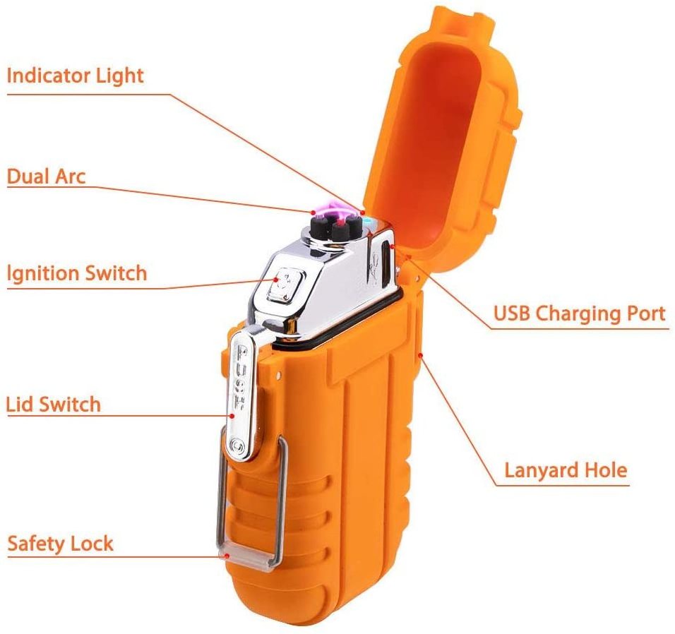 New Waterproof Rechargeable Lighter For Outdoor Travel USB Electronic Lighter