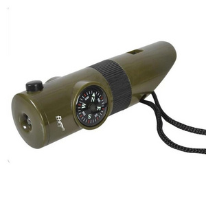 Outdoor 7 in 1 Emergency Survival Tool Kit Lifesaving light Compass Flashlight Multifunctional Whistle with Thermometer